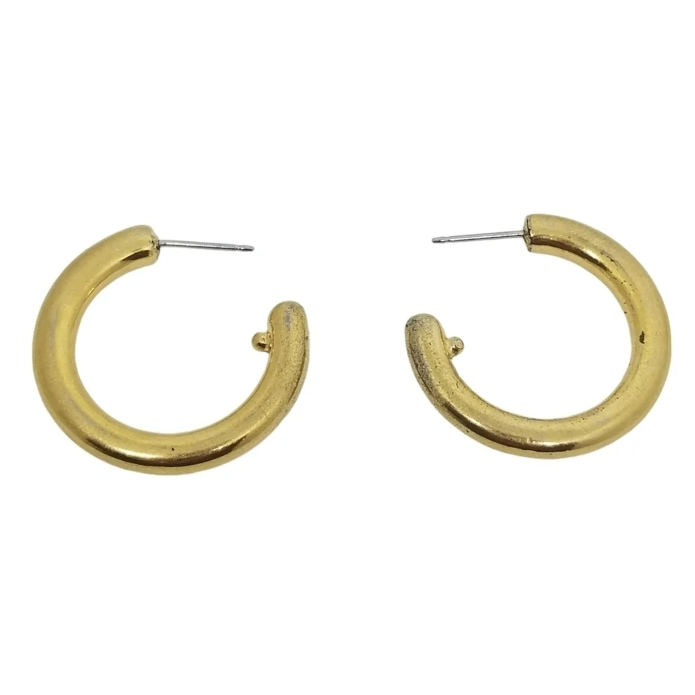 MONET VINTAGE  RARE 1950s GOLDPLATED SOLID HOOP STYLE EARRINGS